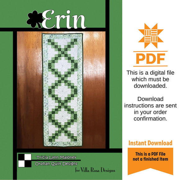 Erin Table Runner Pattern Only - INSTANT DIGITAL DOWNLOAD - From Tricia Lynn Maloney for Villa Rosa Designs Size 19