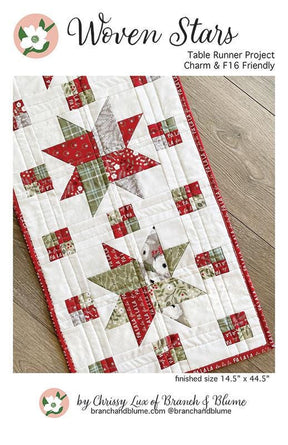 Woven Stars Table Runner Pattern BNB 2330 by Chrissy Lux for Branch and Blume 14.5"x 44.5"