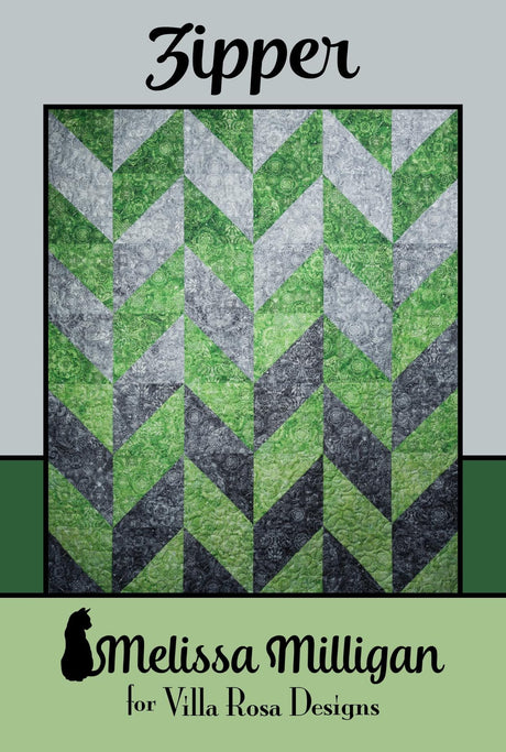 Zipper Quilt Pattern Only - INSTANT DIGITAL DOWNLOAD - By Melissa Milligan for Villa Rosa Designs Size 52" x 70" uses 2 1/2 inch strips