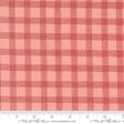 a red plaid fabric with a ruler in front of it