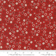 a red background with white circles and dices