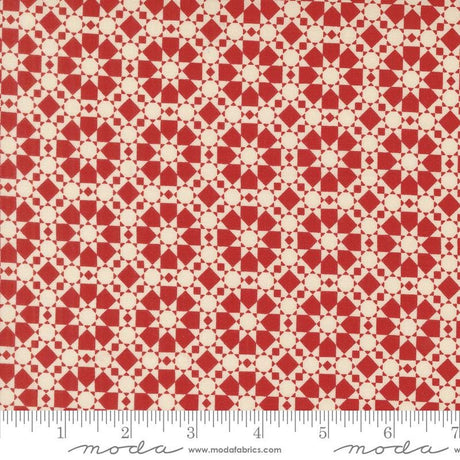 a red and white pattern with circles on it