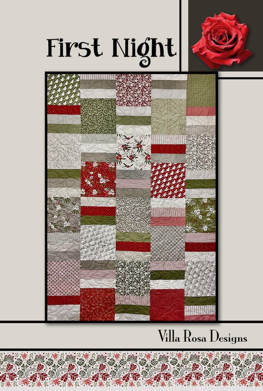 First Night Quilt Pattern - INSTANT DIGITAL DOWNLOAD - From Villa Rosa Designs 48" x 68" uses fat 10 inch squares