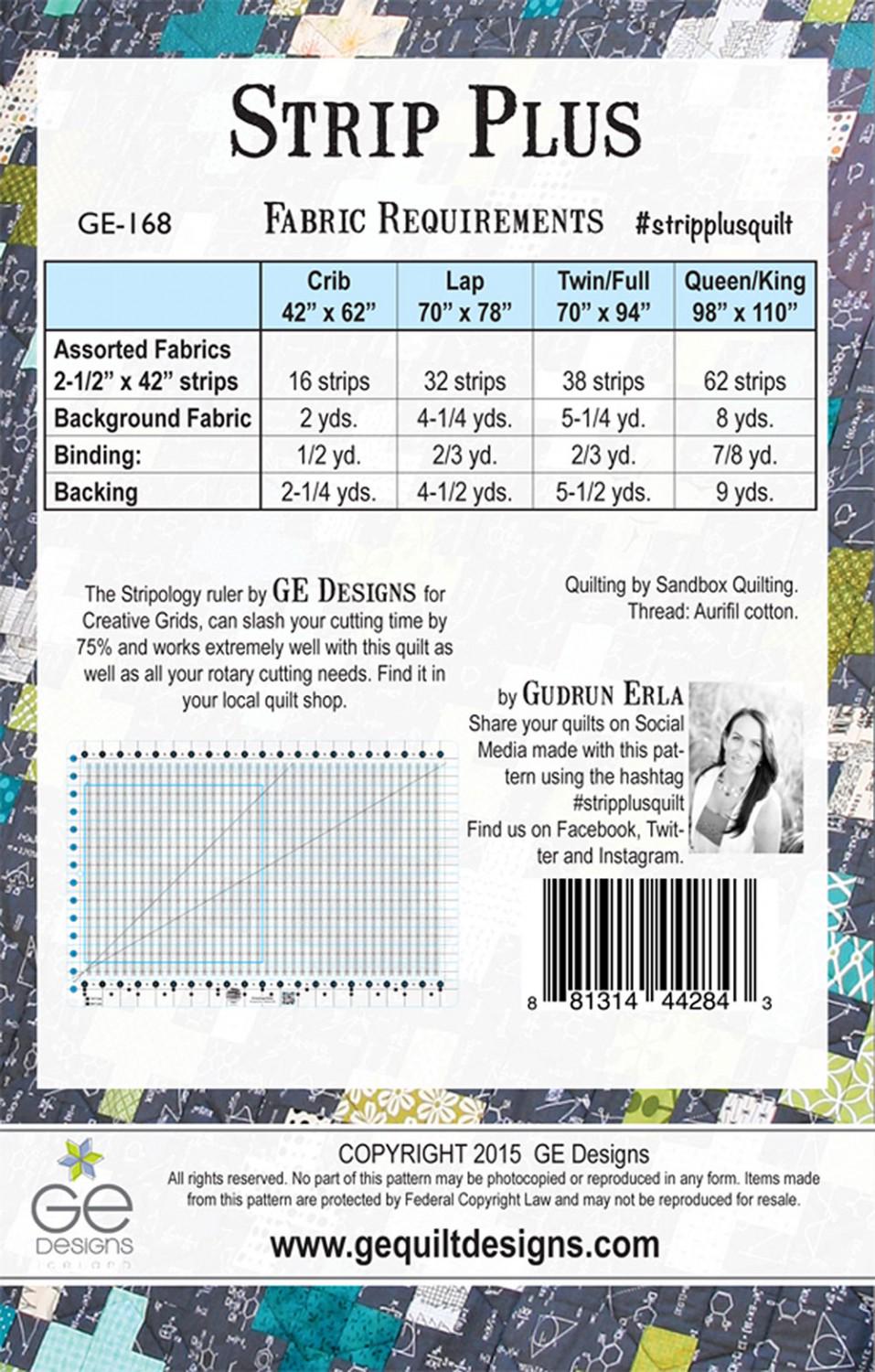 Strip Plus Quilt Patterns by GE Designs Iceland, Crib, Lap, Full, and Queen/King sizes GE168