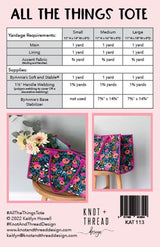 All the Things Tote #KAT113 From Knot and Thread Designs By Kaitlyn Howell, Paper Pattern Only
