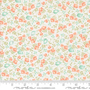 a white background with orange and green flowers