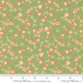 a green background with pink flowers and leaves
