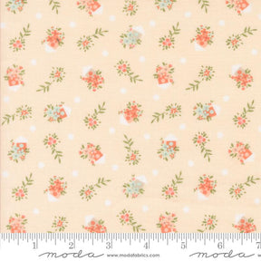 a flowered fabric with polka dots on it
