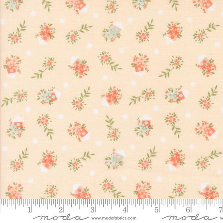 a flowered fabric with polka dots on it