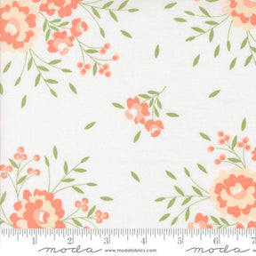 a white background with orange and pink flowers