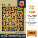 Lillian Quilt Pattern Only - INSTANT DIGITAL DOWNLOAD - By Villa Rosa Designs Size 60" x 68"