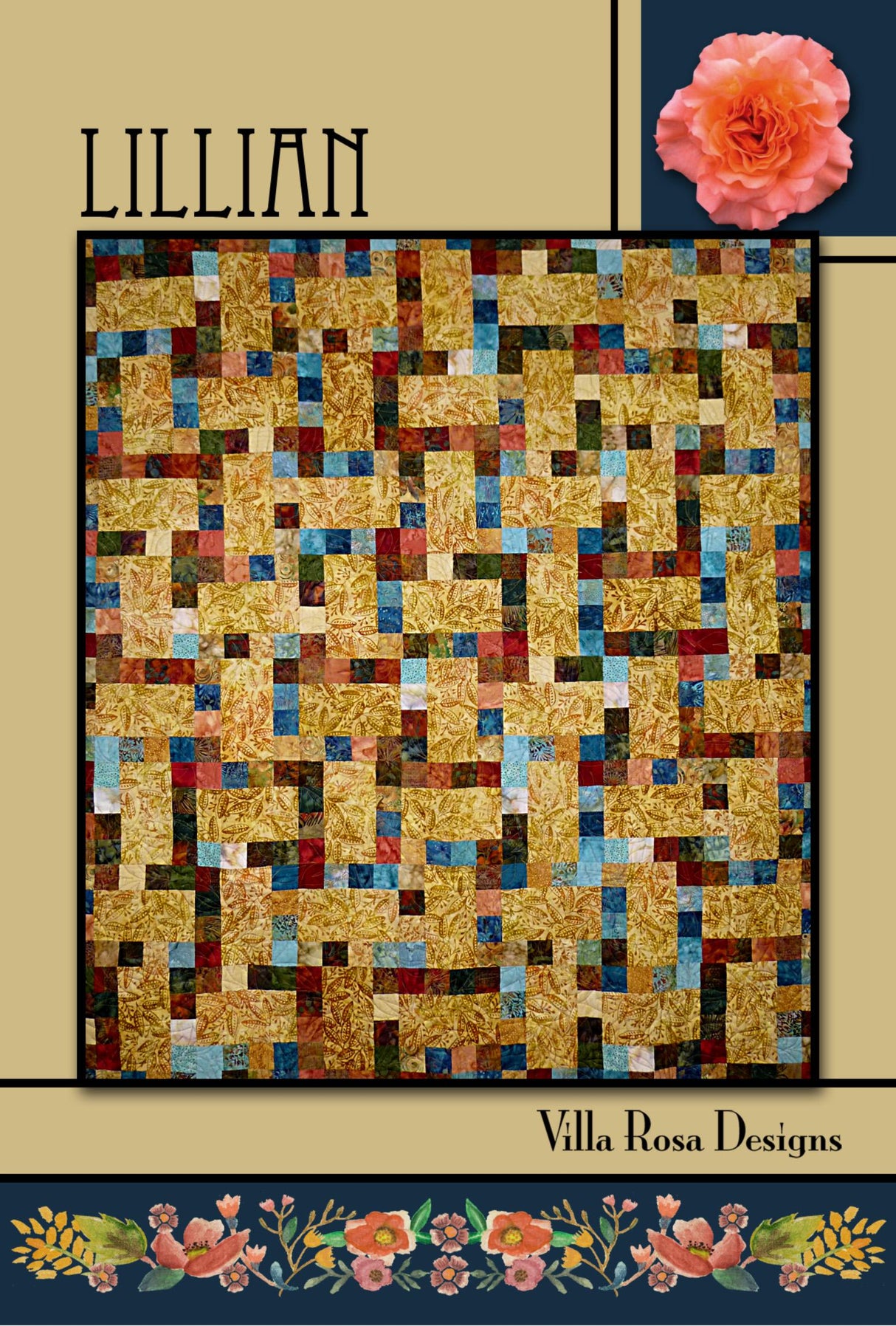 Lillian Quilt Pattern Only - INSTANT DIGITAL DOWNLOAD - By Villa Rosa Designs Size 60" x 68"