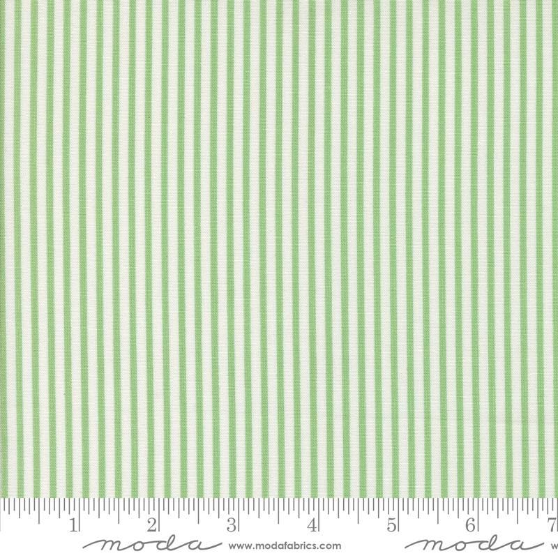 a ruler with a green and white striped fabric