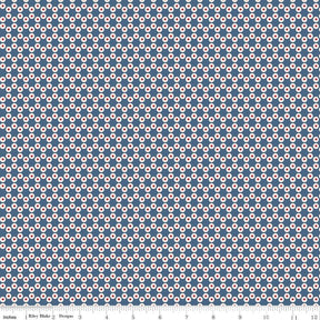 a blue and pink flower pattern on a white background