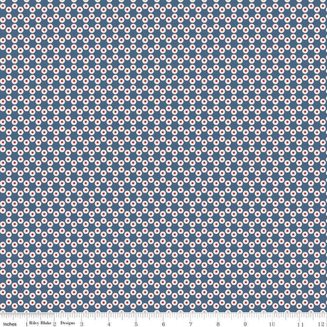 a blue and pink flower pattern on a white background