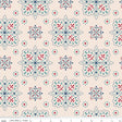a blue and red flower pattern on a pink background