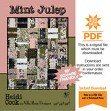 Mint Julep Quilt Panel Pattern Only - INSTANT DIGITAL DOWNLOAD - From Heidi Cook for Villa Rosa Designs Size 51" x 61"