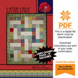 Latin Lady Quilt Pattern Only - INSTANT DIGITAL DOWNLOAD - By Villa Rosa Designs Size 41" x 64" (or 51" x 64" with optional border)