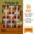Triple It Quilt Panel Pattern Only - INSTANT DIGITAL DOWNLOAD - From Molly Cook for Villa Rosa Designs Size 51" x 61"