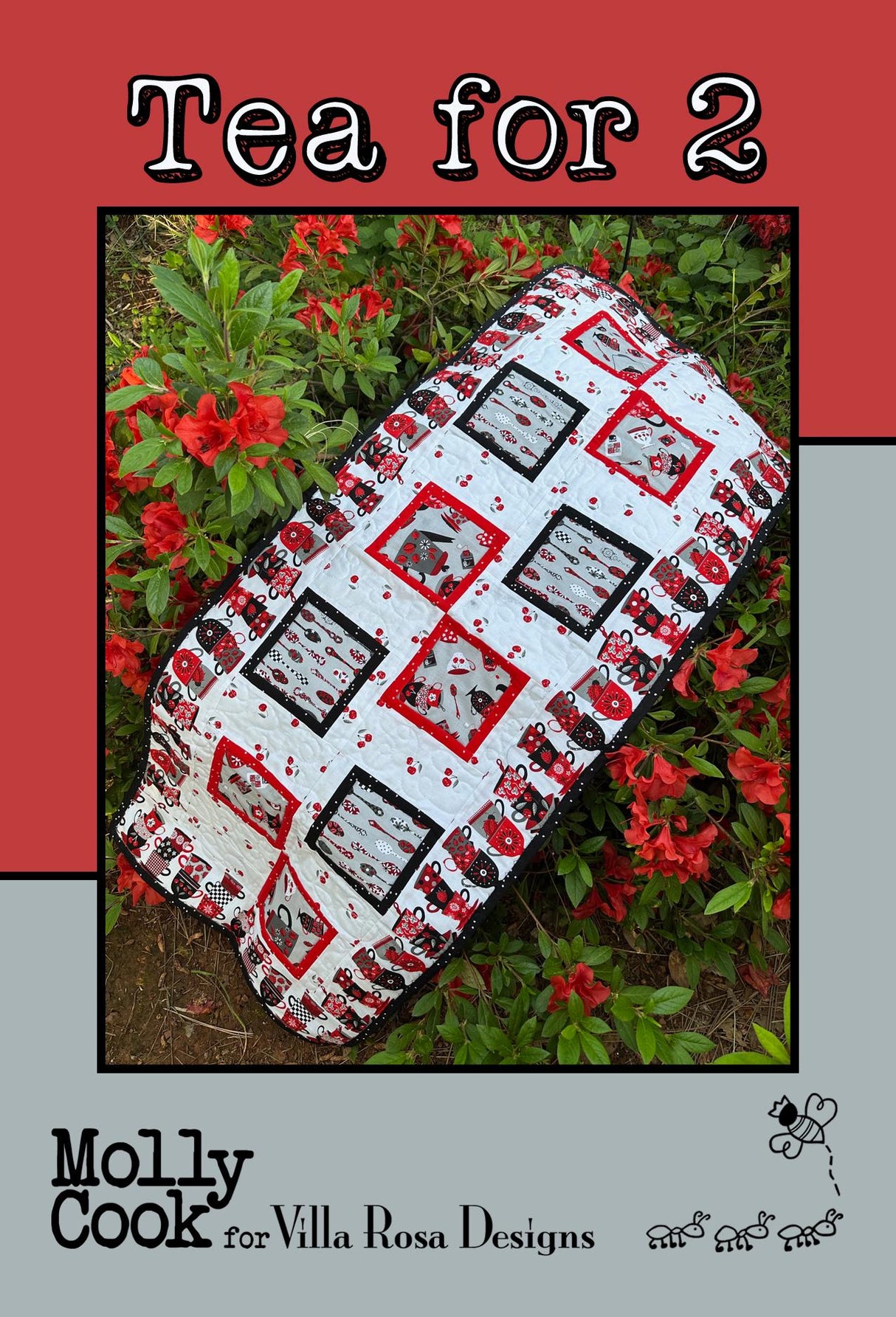 Tea for 2 Table Runner Pattern Only - INSTANT DIGITAL DOWNLOAD - From Molly Cook for Villa Rosa Designs Size 19" x 49"