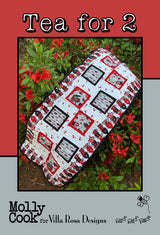 Tea for 2 Table Runner Pattern Only - INSTANT DIGITAL DOWNLOAD - From Molly Cook for Villa Rosa Designs Size 19" x 49"