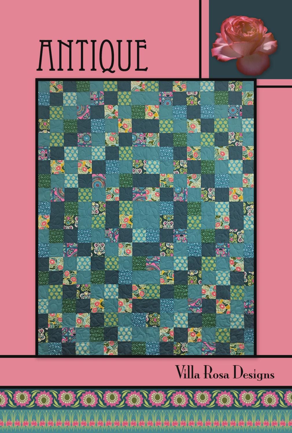 Antique Quilt Pattern - INSTANT DIGITAL DOWNLOAD - From Villa Rosa Designs 56" x 70" uses fat quarters