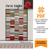 First Night Quilt Pattern - INSTANT DIGITAL DOWNLOAD - From Villa Rosa Designs 48" x 68" uses fat 10 inch squares