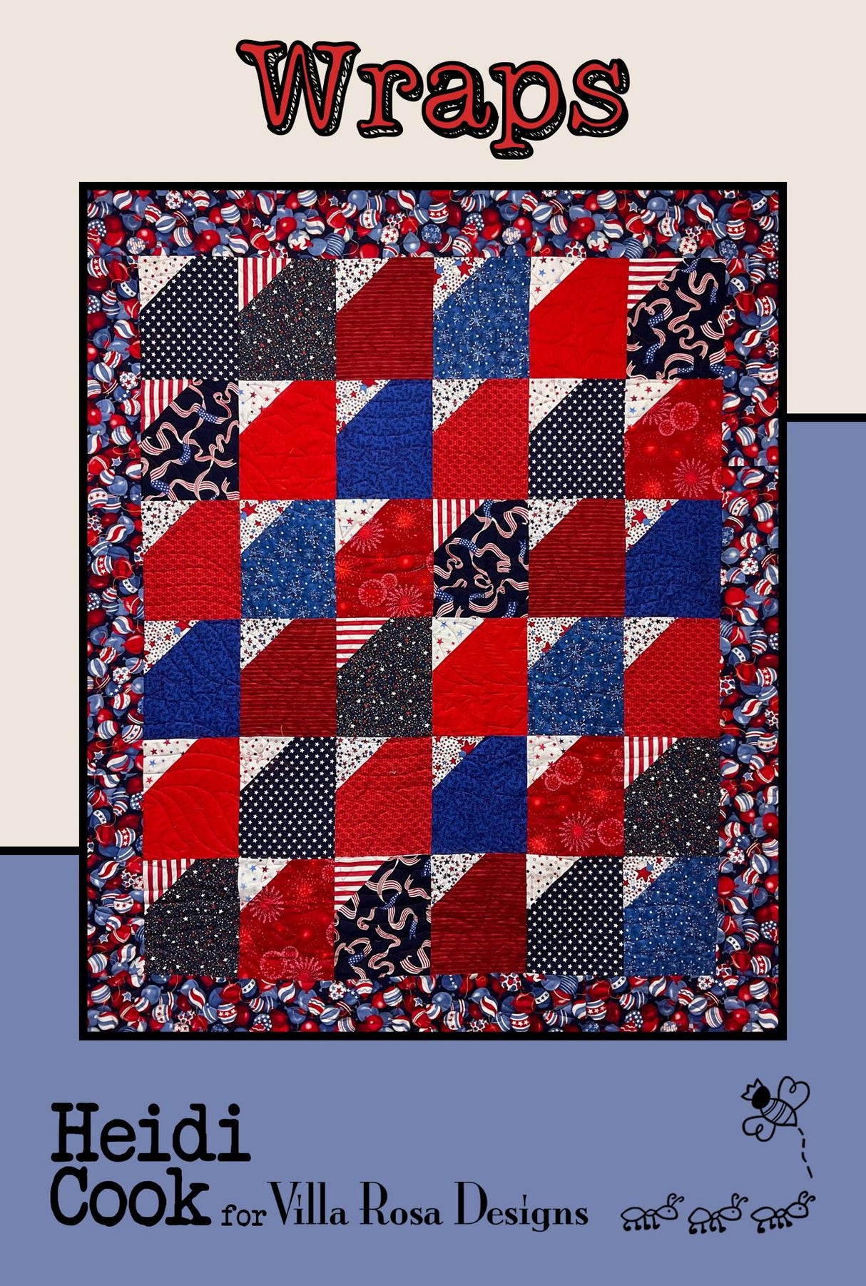 Wraps Quilt Pattern Only - INSTANT DIGITAL DOWNLOAD - From Heidi Cook for Villa Rosa Designs Size 62"x72" uses fat quarters or 1/3 yard cuts