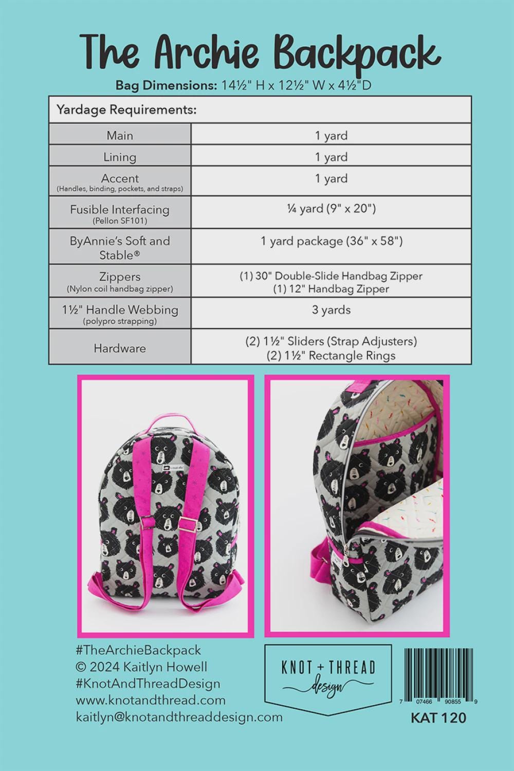 The Archie Backpack by Knot and Thread Design KAT120