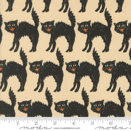 a black cat pattern on a cream background