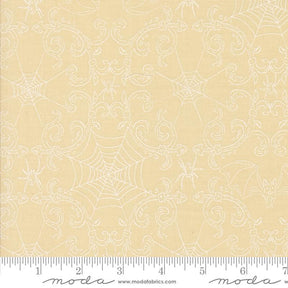 a yellow background with a spider web pattern