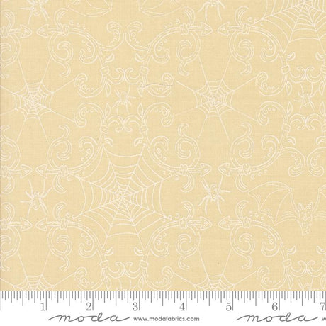 a yellow background with a spider web pattern