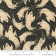 a black and white pattern with ghost faces on it