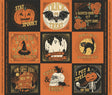 a collection of halloween stickers on an orange background