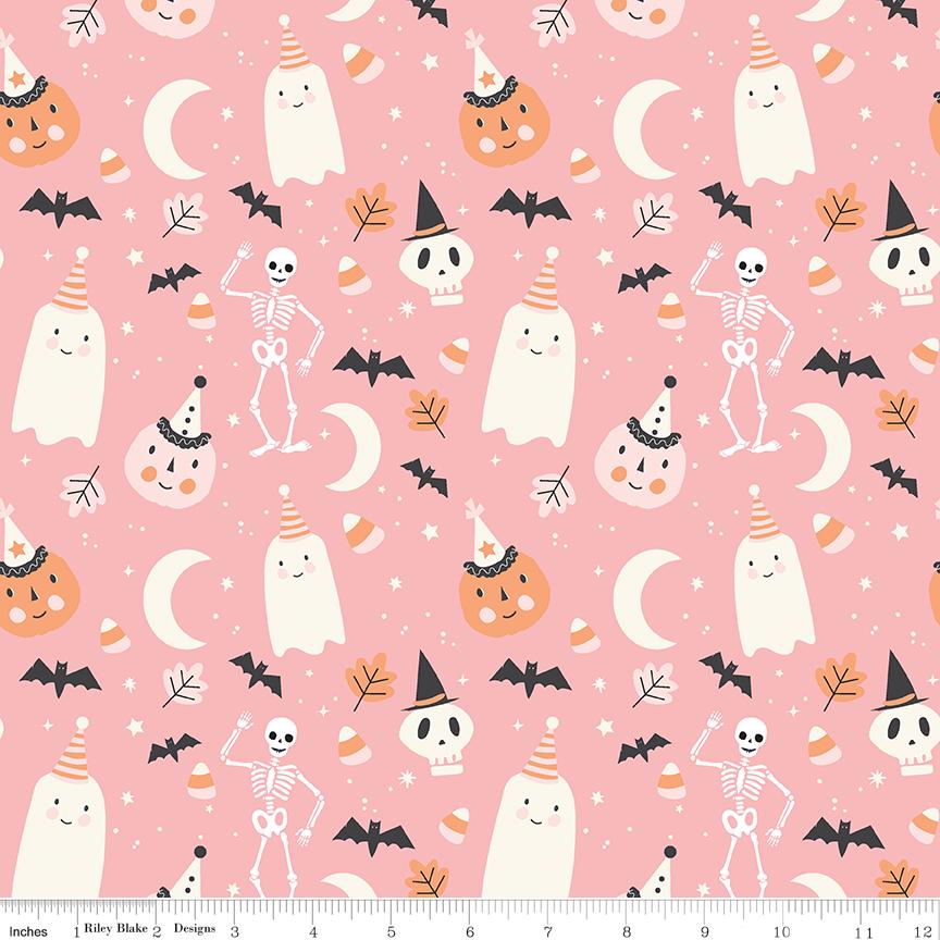 Hey Pumpkin Main Pink Yardage C16030-Pink by My Mind's Eye for Riley Blake Designs Sold in 1/2 yard increments