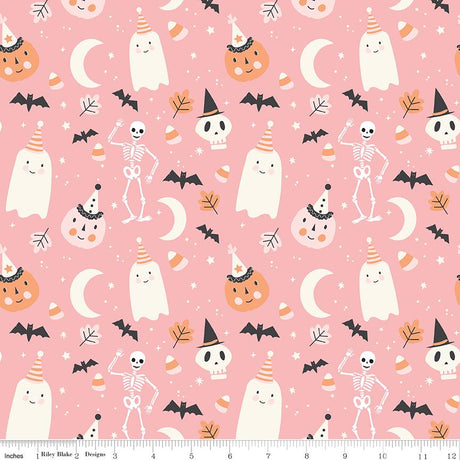 Hey Pumpkin Main Pink Yardage C16030-Pink by My Mind's Eye for Riley Blake Designs Sold in 1/2 yard increments