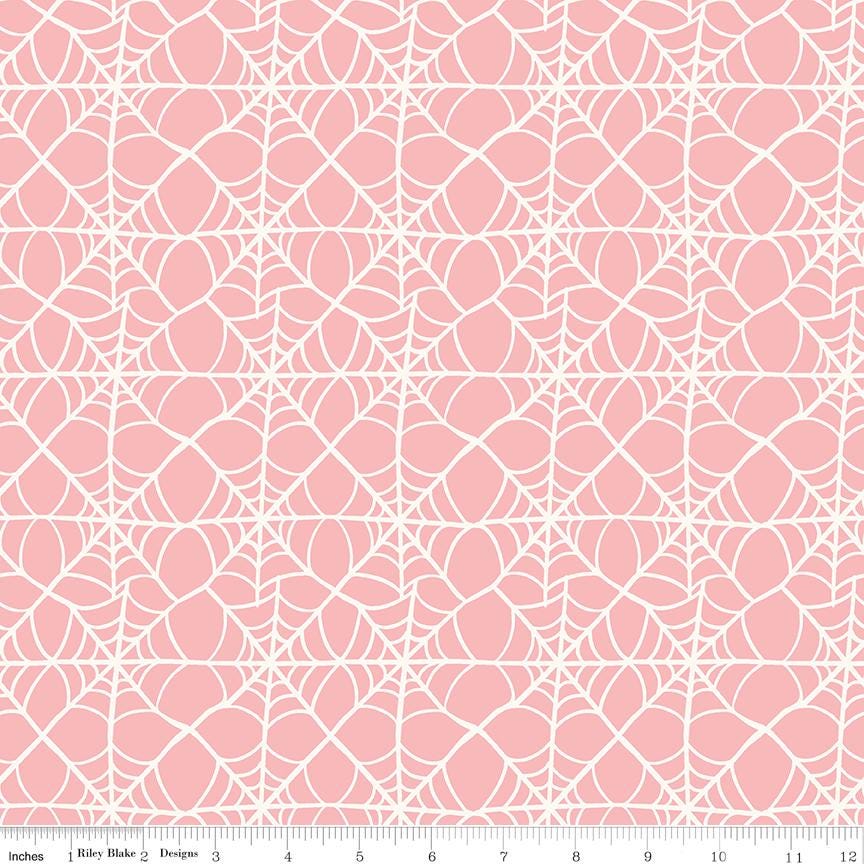 Hey Pumpkin Web Pink Yardage C16033-Pink by My Mind's Eye for Riley Blake Designs Sold in 1/2 yard increments