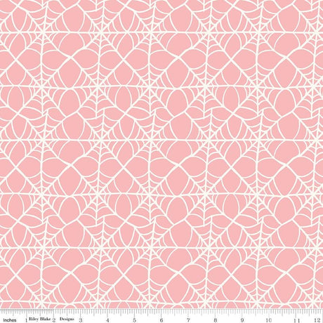 Hey Pumpkin Web Pink Yardage C16033-Pink by My Mind's Eye for Riley Blake Designs Sold in 1/2 yard increments