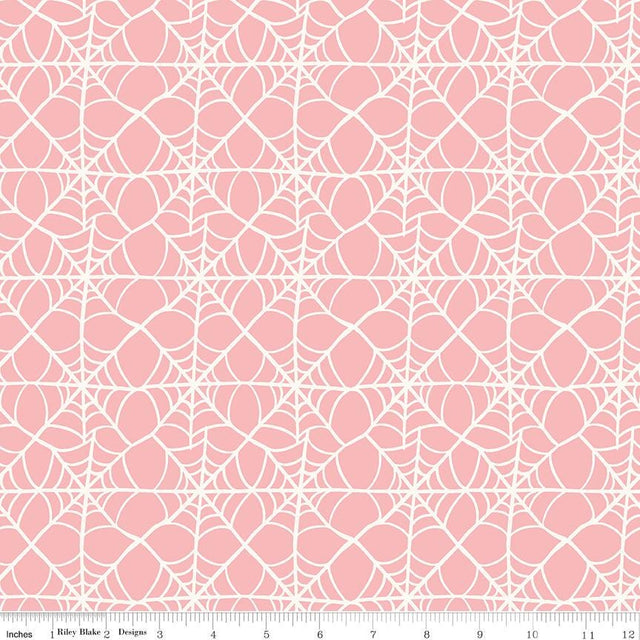Hey Pumpkin Web Pink Yardage C16033-Pink by My Mind's Eye for Riley Blake Designs Sold in 1/2 yard increments