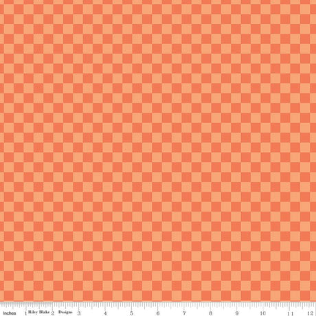 Hey Pumpkin Checks Orange Yardage C16036-Orange by My Mind's Eye for Riley Blake Designs Sold in 1/2 yard increments