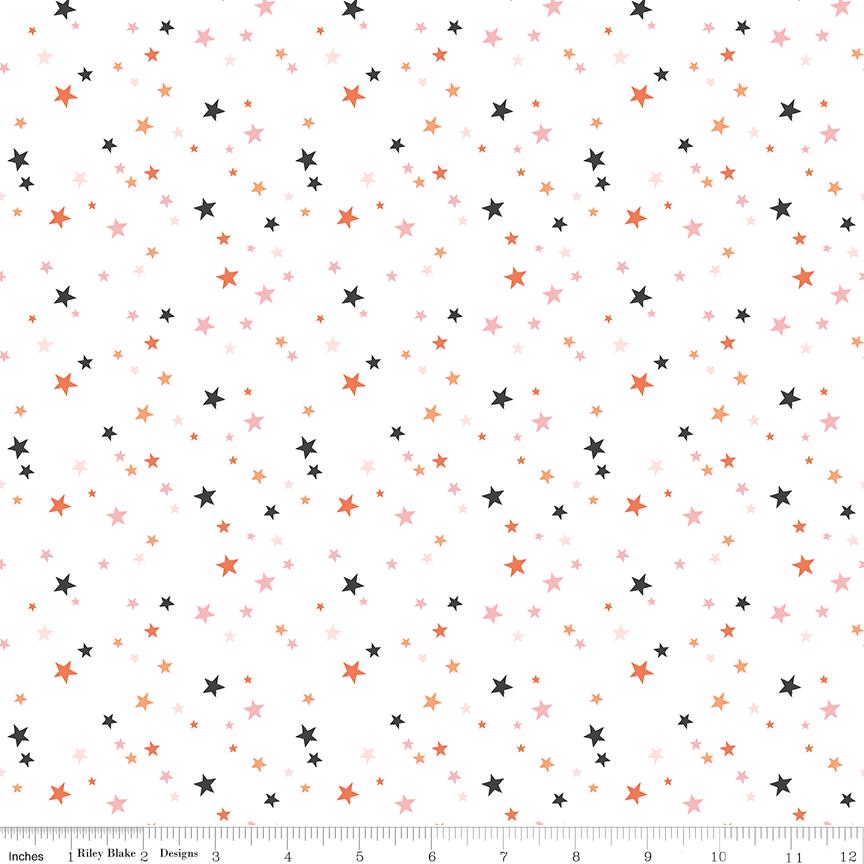 Hey Pumpkin Stars White Yardage C16037-White by My Mind's Eye for Riley Blake Designs Sold in 1/2 yard increments