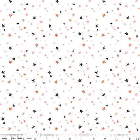 Hey Pumpkin Stars White Yardage C16037-White by My Mind's Eye for Riley Blake Designs Sold in 1/2 yard increments