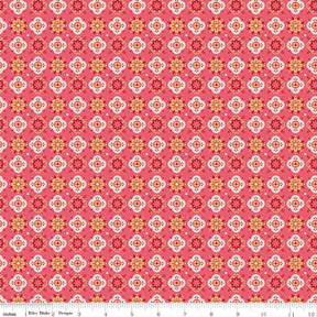 a pink background with orange and white flowers
