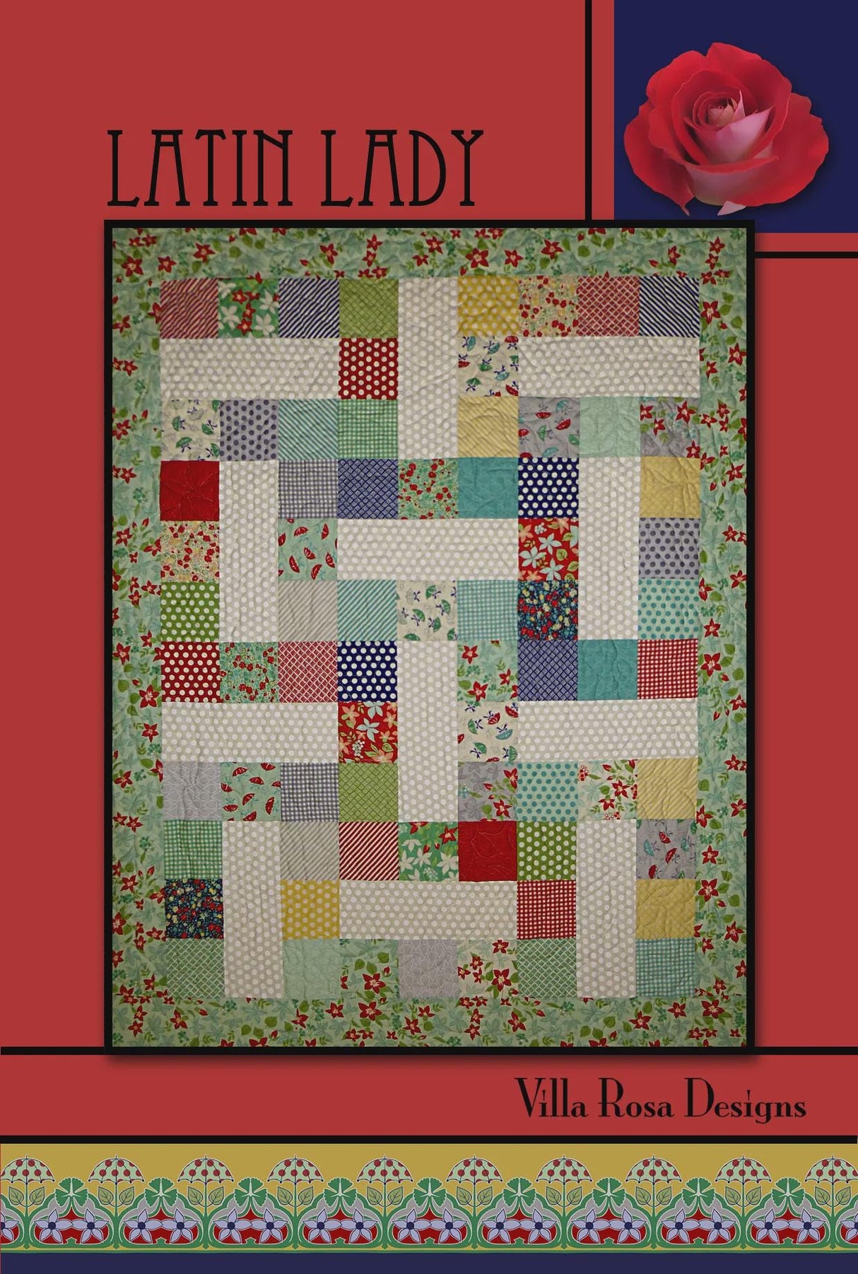 Latin Lady Quilt Pattern Only - INSTANT DIGITAL DOWNLOAD - By Villa Rosa Designs Size 41" x 64" (or 51" x 64" with optional border)