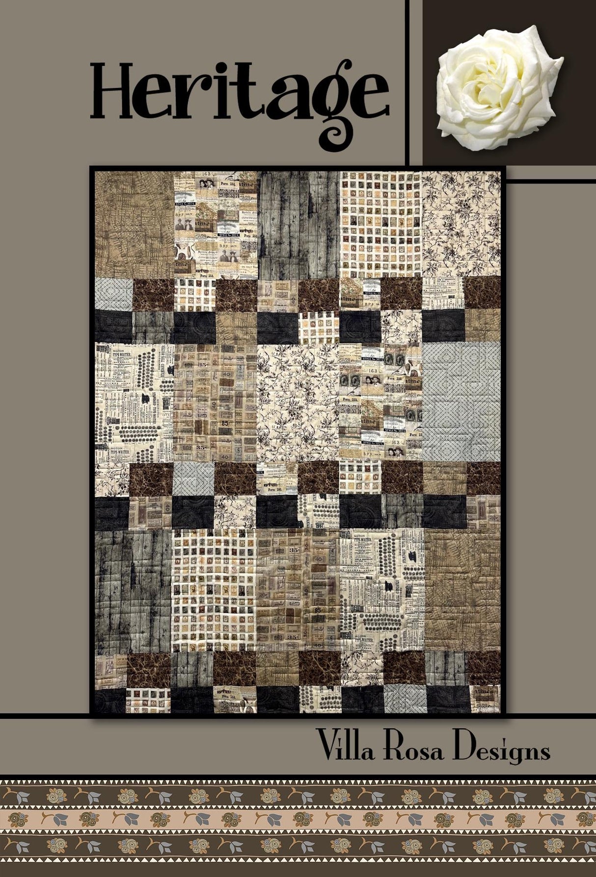 Heritage Quilt Pattern Only - INSTANT DIGITAL DOWNLOAD - By Villa Rosa Designs Size 45" x 59"