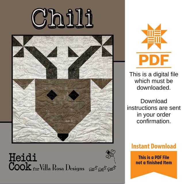 Chili Quilt Pattern Only - INSTANT DIGITAL DOWNLOAD - From Heidi Cook for Villa Rosa Designs Size 36" x 40"