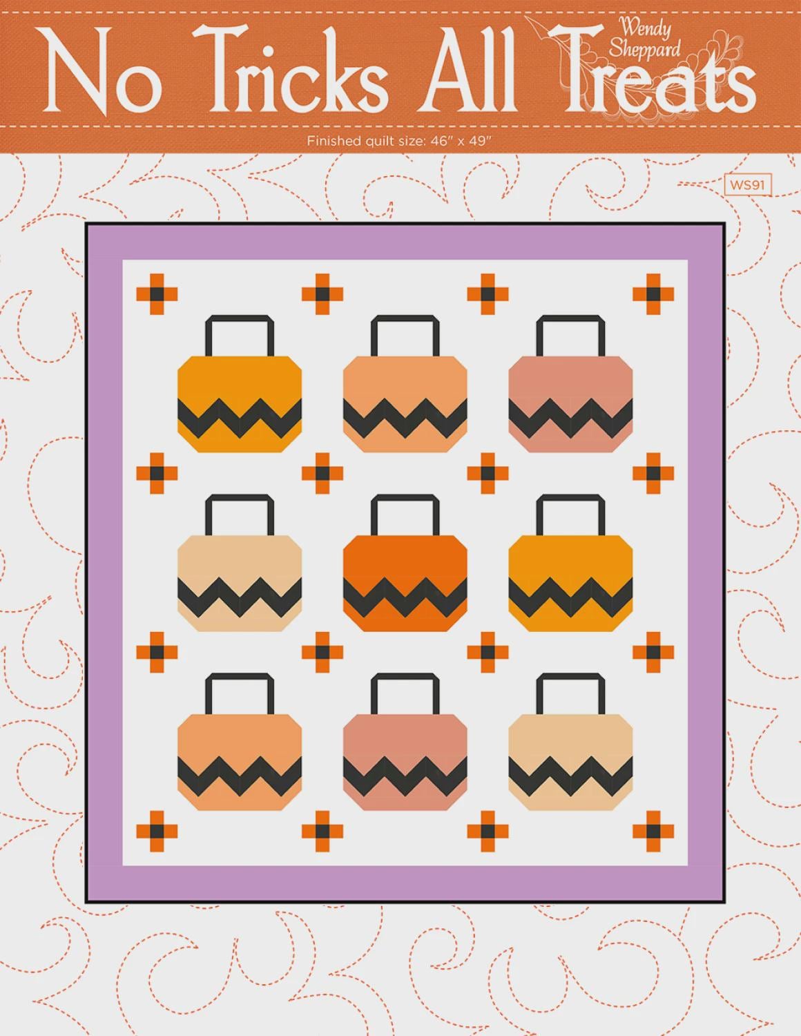 No Tricks All Treats Printed Quilt Pattern WS91 by Wendy Sheppard 46" x 49"