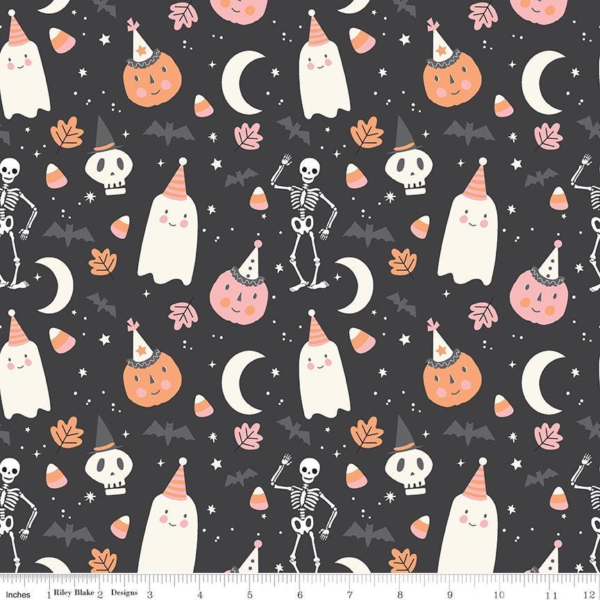 Hey Pumpkin Main Charcoal Yardage C16030-Charcoal by My Mind's Eye for Riley Blake Designs Sold in 1/2 yard increments