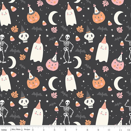Hey Pumpkin Main Charcoal Yardage C16030-Charcoal by My Mind's Eye for Riley Blake Designs Sold in 1/2 yard increments