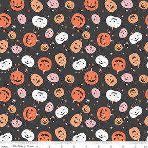 Hey Pumpkin Pumpkins Blush Yardage C16031-Charcoal by My Mind's Eye for Riley Blake Designs Sold in 1/2 yard increments